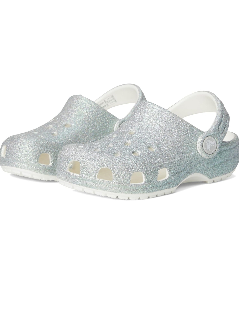 CROCS Kids Classic Glitter Clog — Iridescent Silver